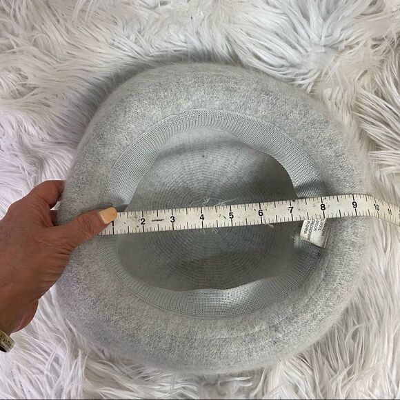 Angora wool light gray derby style hat with embroidery snowflakes main image 7